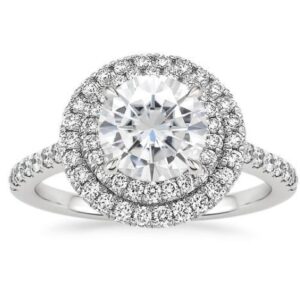 DH #2 / 14K. GOLD ALL NATURAL ROUND CUT DIAMONDS 0.50 SIDE DIAMONDS 1.00 CARAT ROUND CUT F / SI2/ GIA CERTIFIED CENTER DIAMOND