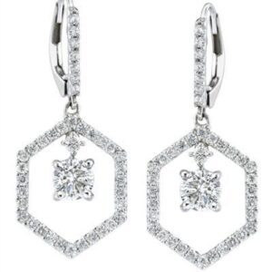 Diamond Earrings 6 / 14K. GOLD 2.00 CARAT ROUND CUT NATURAL DIAMONDS