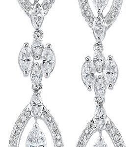 Diamond Earrings 5 / 14K GOLD ROUND & PEAR SHAPE NATURAL DIAMONDS 2.50 CARAT