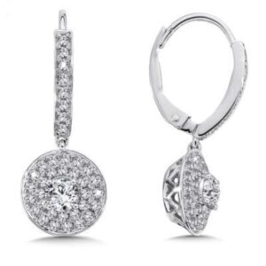 Diamond Earrings 1 / 14K. GOLD 2.00 CARAT OF ROUND CUT NATURAL DIAMONDS