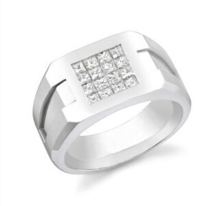Gentlemen's Diamond Modern Ring #4 / 14K. GOLD 1.20 CARAT NATUARL PRINCESS CUT DIAMONDS