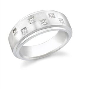 Gentlemen's Diamond Modern Ring #1 / 14K. GOLD 0.60 CT. NATURAL PRINCESS CUT DIAMONDS